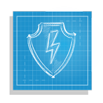 gezeichnetes Symbol mit Blitz drauf